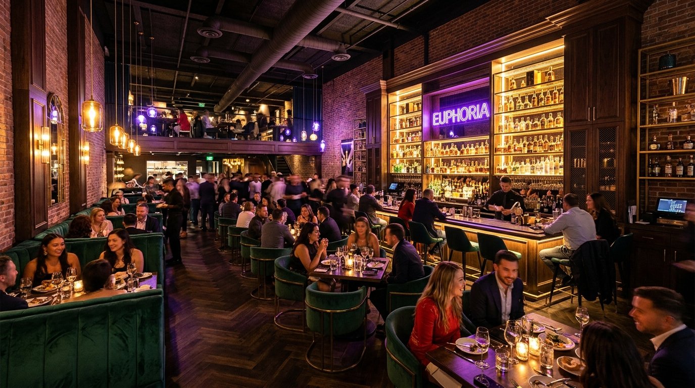 Euphoria Resto Pub Ambiance, Illuminated Bar & Dining Lounge