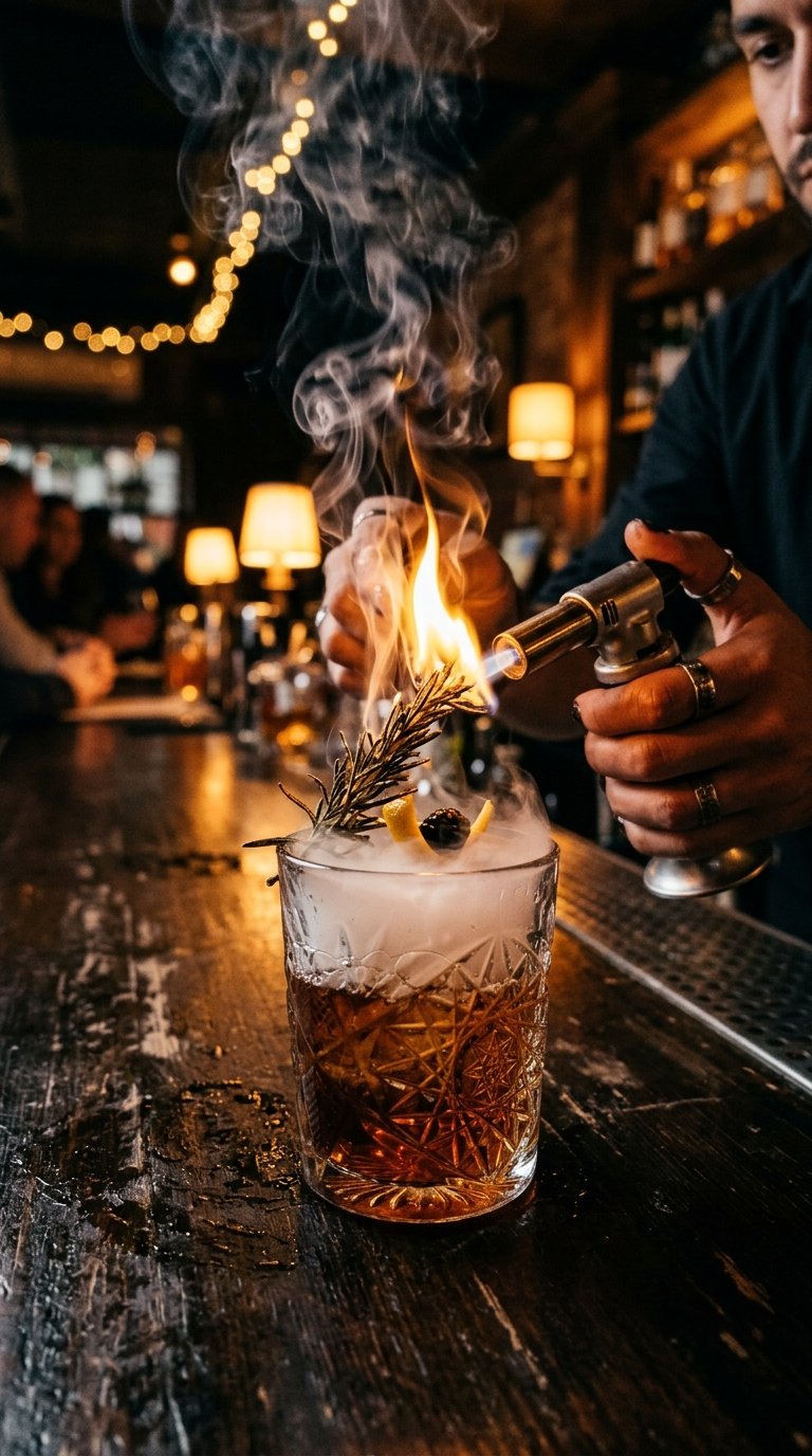 Flaming Rosemary & Smoked Cocktail ASMR